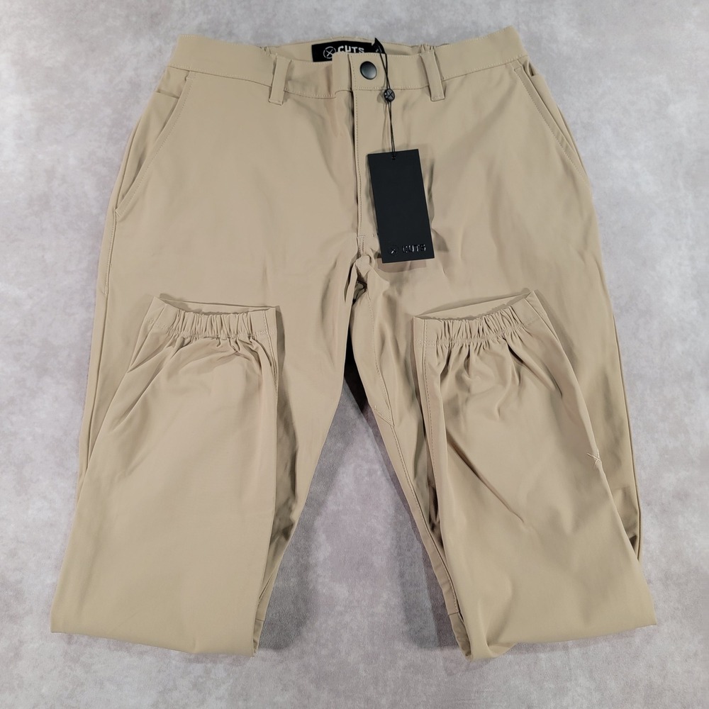 Cuts AO Jogger Mens Small Coast Tan Performance Tapered Pants MB10057V NEW - Picture 2 of 9